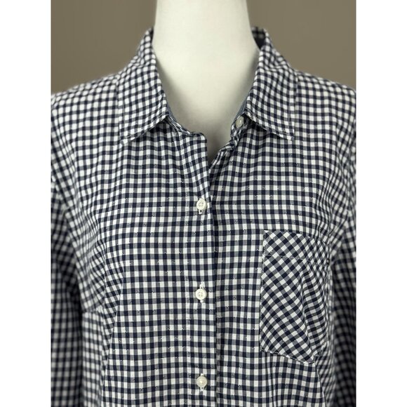 NEW Tommy Hilfiger Womens Navy White Gingham Button Down Shirt Blouse Top Size M - Picture 7 of 14